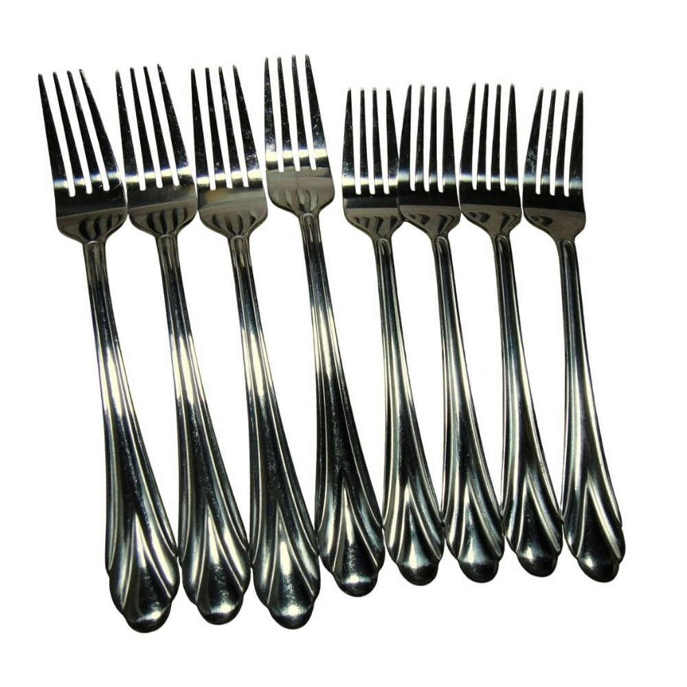 Hampton Silversmiths Stainless Dinner Forks (4) Salad Forks (4) Impressions MIrr